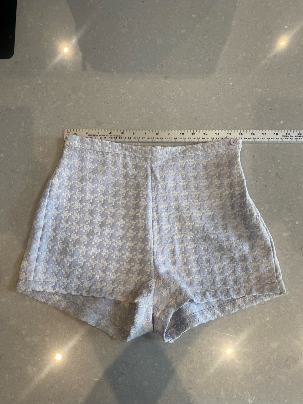 American Apparel white/gray Houndstooth High-Waist Shorts